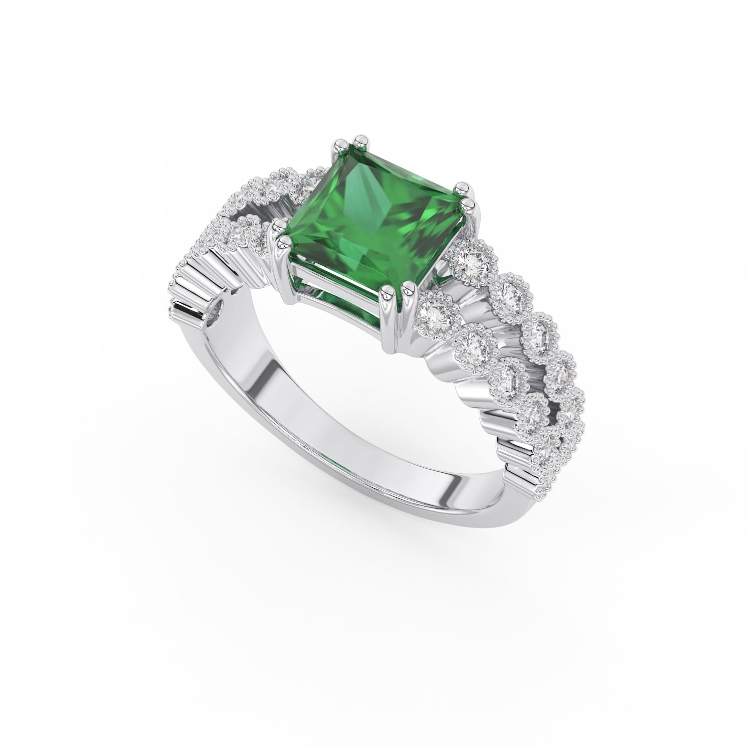 Bague Coussin d’Émeraude