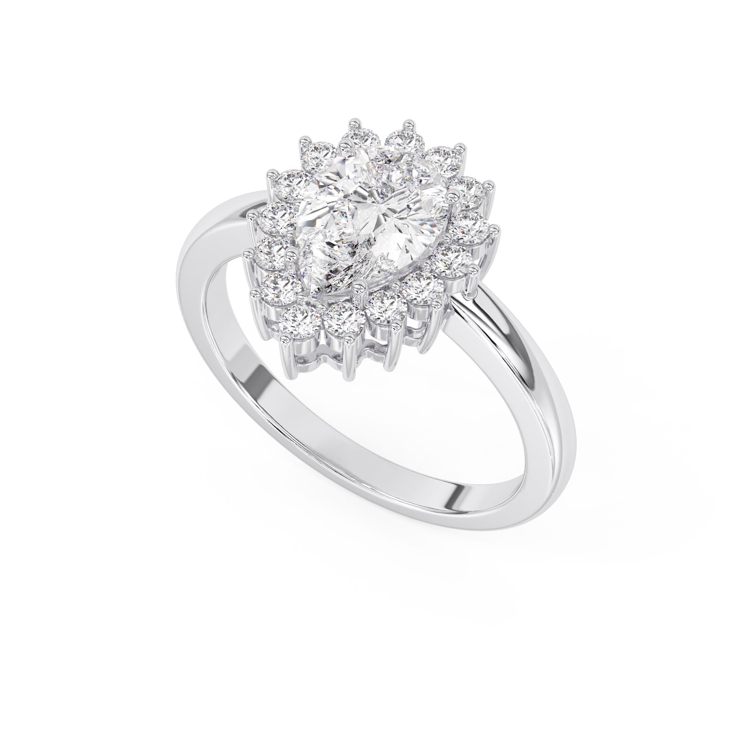 Solitaire Poire Cascade De Fleurs