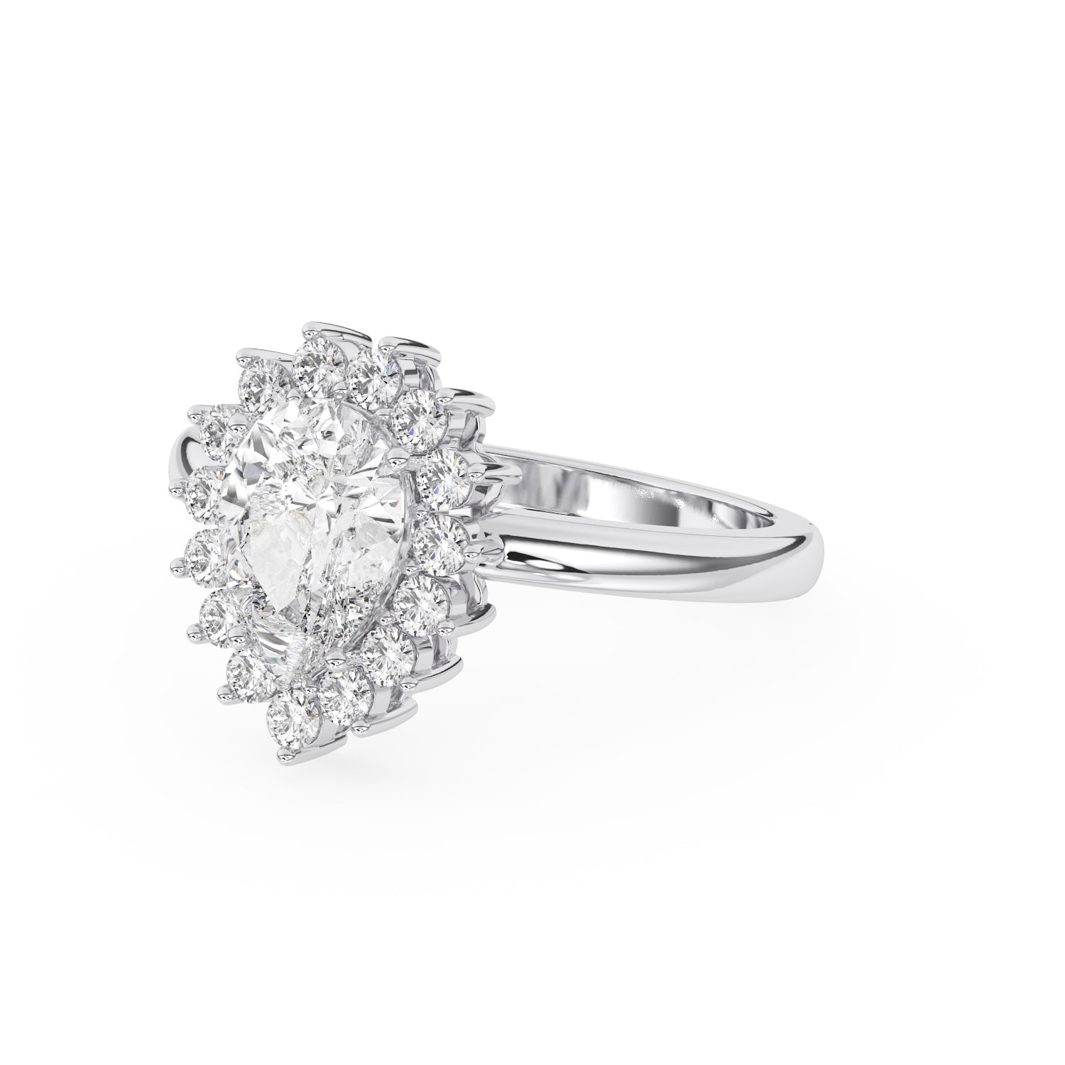 Solitaire Poire Cascade De Fleurs