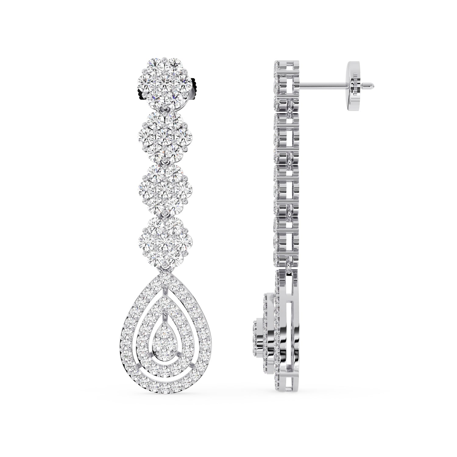 Boucles d'Oreilles Cascade De Fleurs (Lab-Grown)