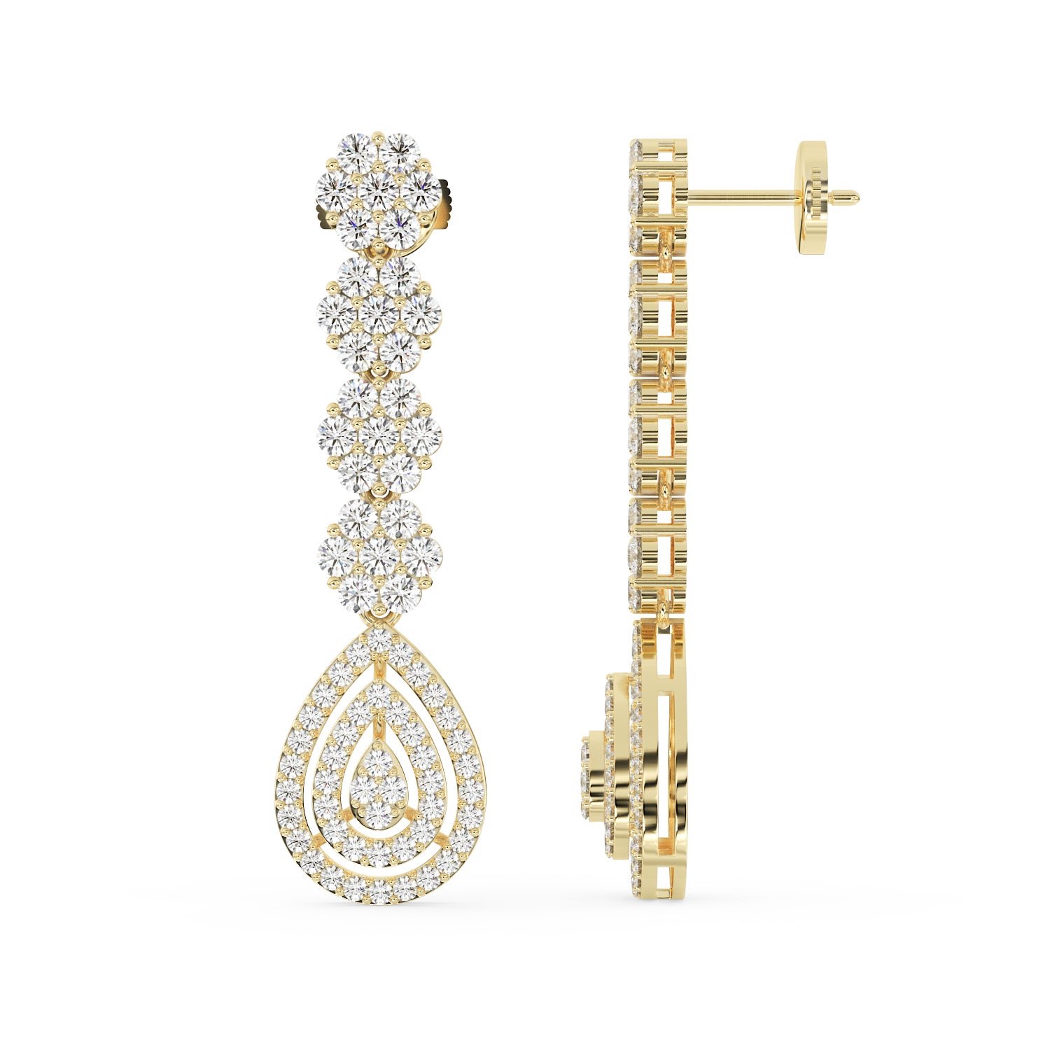 Boucles d'Oreilles Cascade De Fleurs (Lab-Grown)