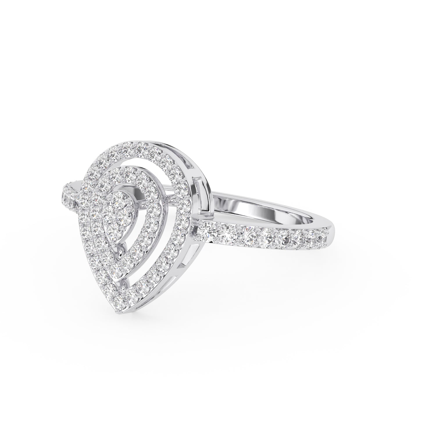 Solitaire Double Halo Cascade De Fleurs