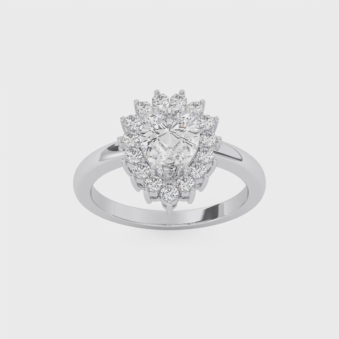 Solitaire Poire Cascade De Fleurs