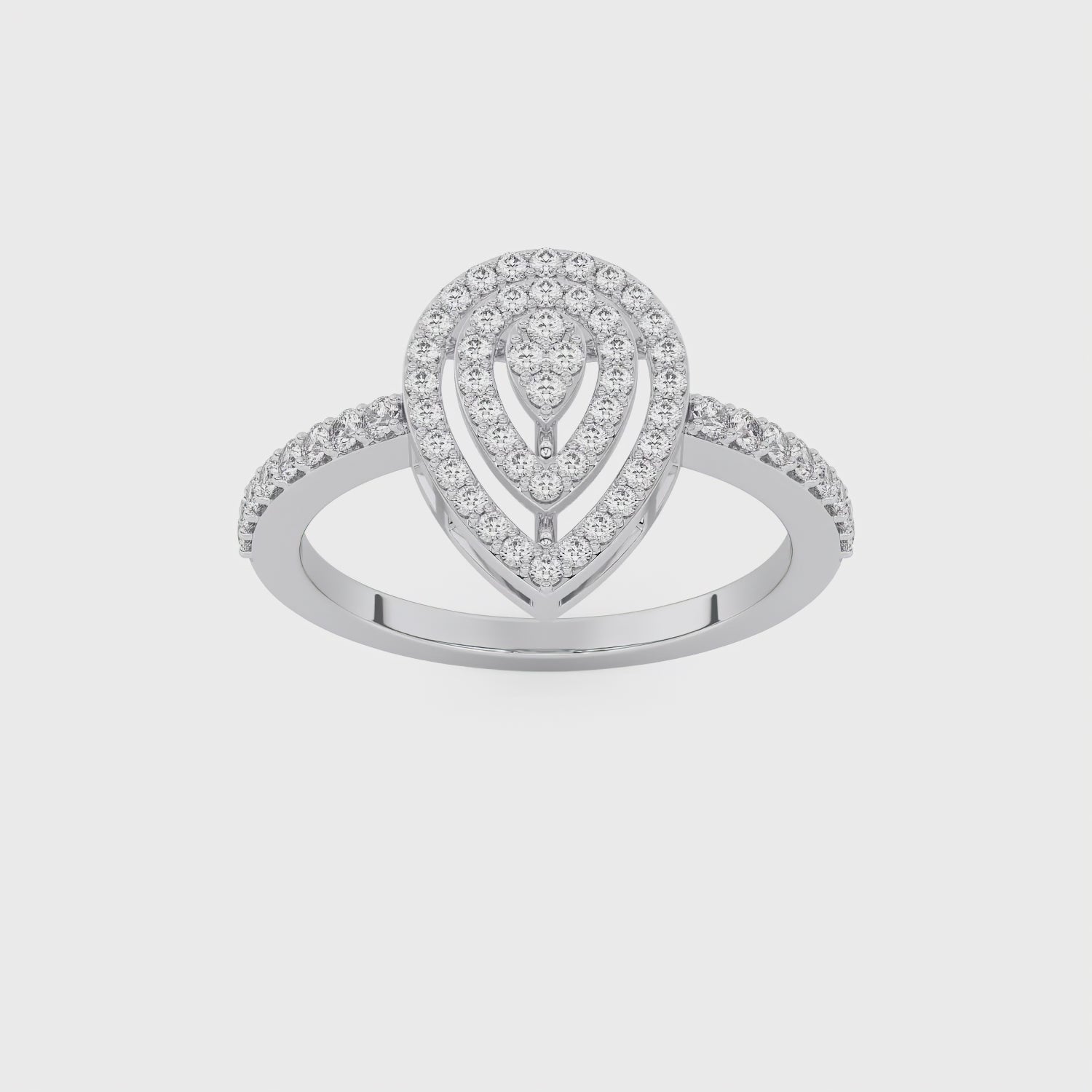 Solitaire Double Halo Cascade De Fleurs